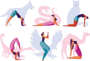 stock vector young womens sitting in yoga poses with animal names physical and spiritual practice vector 1491681728 transformed 1 - The Fourth